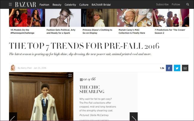 Harper's Bazaar also touted the shearling trend