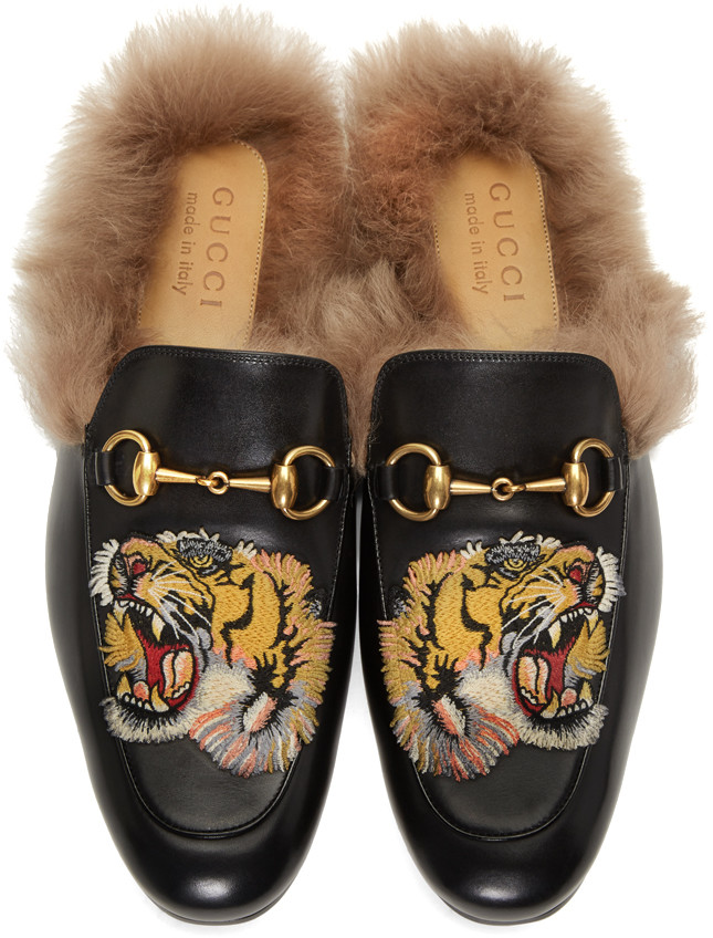 fuzzy gucci slippers